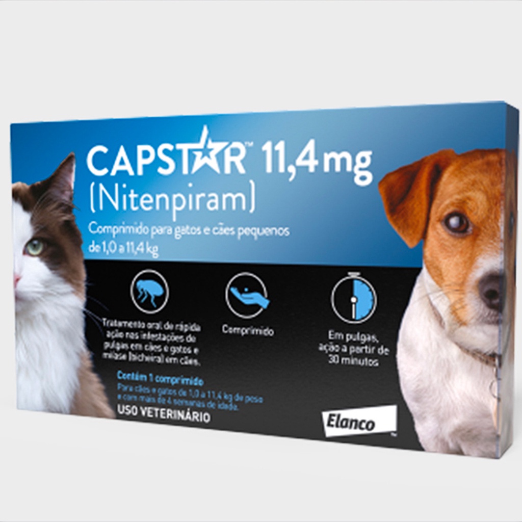 Capstar 11,4 mg Elanco para Cães e Gatos até 11,4 Kg - 6 Comprimidos - Pets