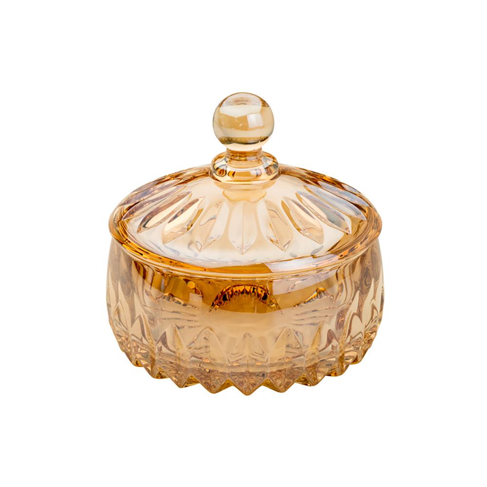Potiche Decorativo Wolff Louise de Cristal Âmbar 11cm x 11cm - Home & Living
