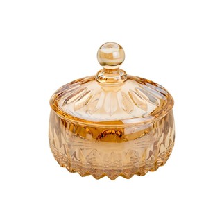 Potiche Decorativo de Cristal Louise 11cm Âmbar Metalizado Wolff para Decoração Sala Aparador Mesa Bandeja Compacto Casa