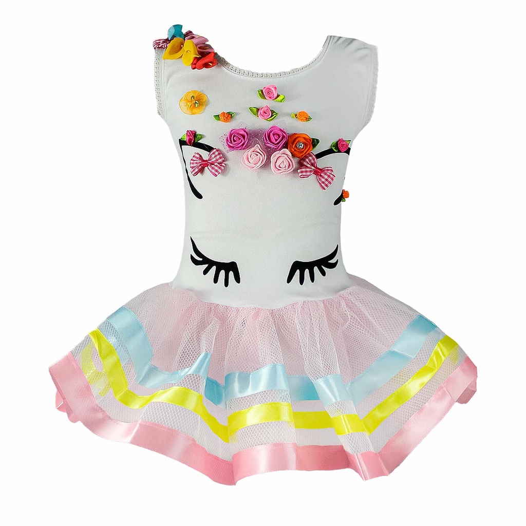 Fantasia Unicórnio Infantil Menina Vestido e Tiara