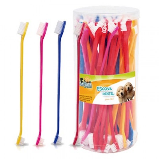 Escova Dental Dupla Savana Pet 1 Unidade Cores Sortidas - Pets