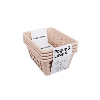 Conjunto De Cestas Organizadoras Coza One 4 Peças 18 x 6 x 14,2 cm Rosa Blush