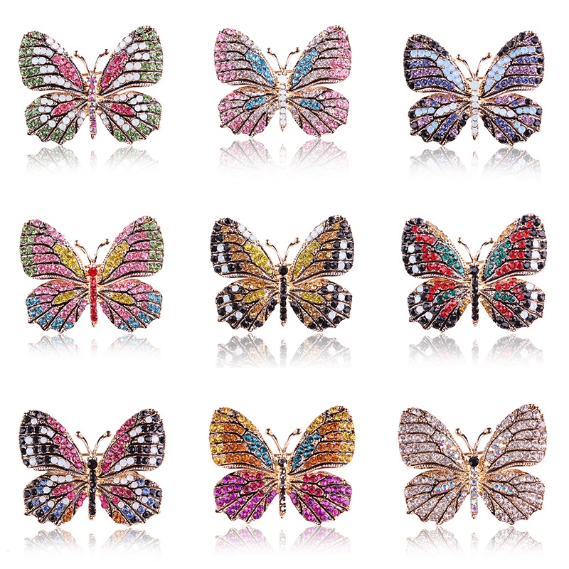 Grandes Cristal Strass Borboleta Broches Para Mulheres Broche De Insetos Primavera Casaco De Alfinete Moda Banquete De Casamento Presentes