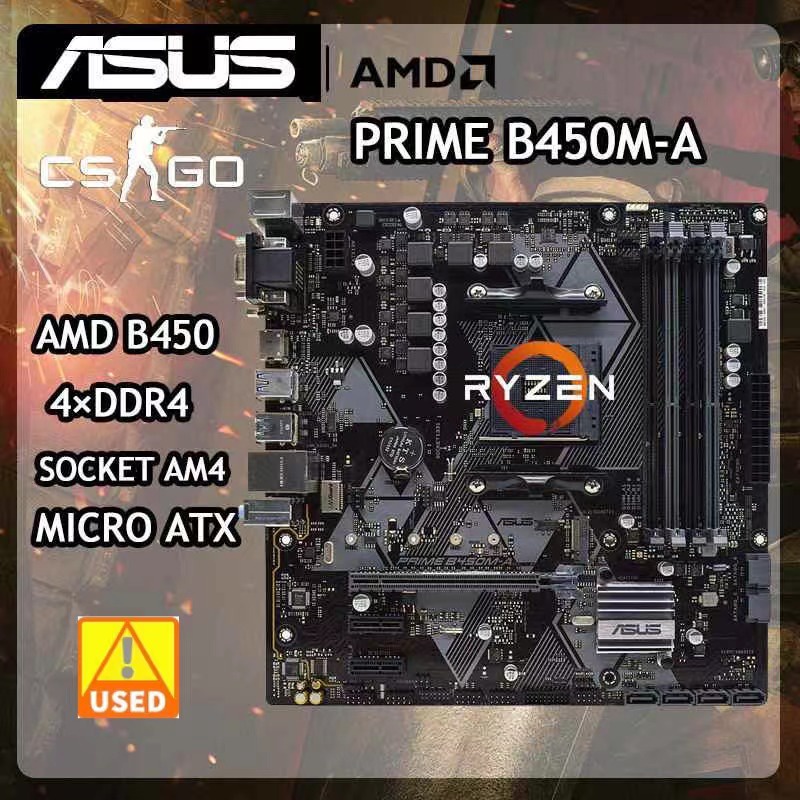 Placa-Mãe B450M AM4 Para Ryzen 5 5600G cpus Asus PRIME B450M-A AM4 DDR4 ...