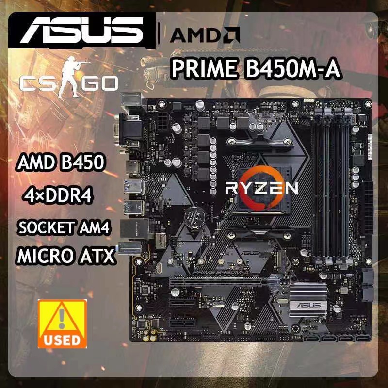 Placa-Mãe B450M AM4 Para Ryzen 5 5600G cpus Asus PRIME B450M-A AM4 DDR4 128GB AMD B450 USB3.1M . 2 Micro ATX