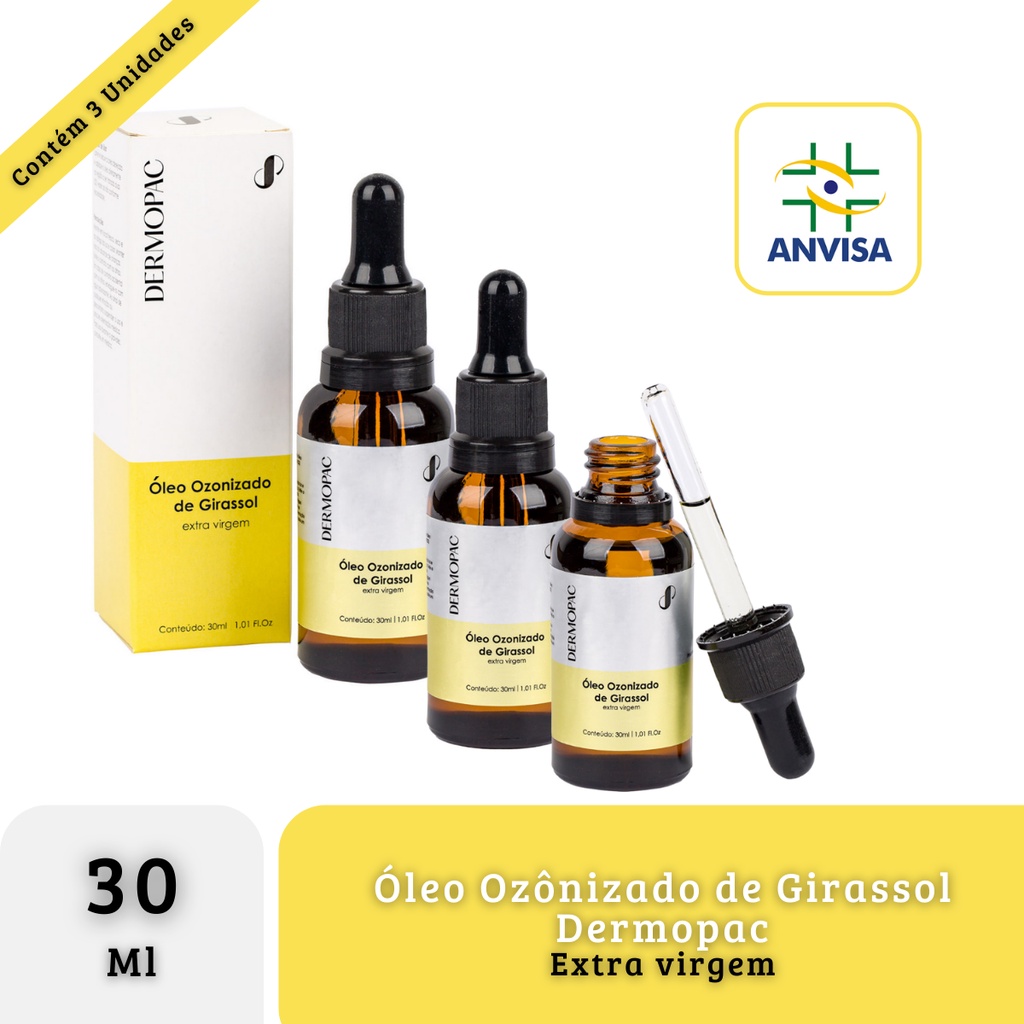 Kit 3 Óleos De Girassol Ozonizados Concentrado Dermopac 30ml