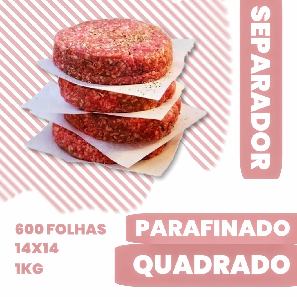 PAPEL MANTEIGA SEPARADOR DE HAMBURGUER E CARNE 14X14CM