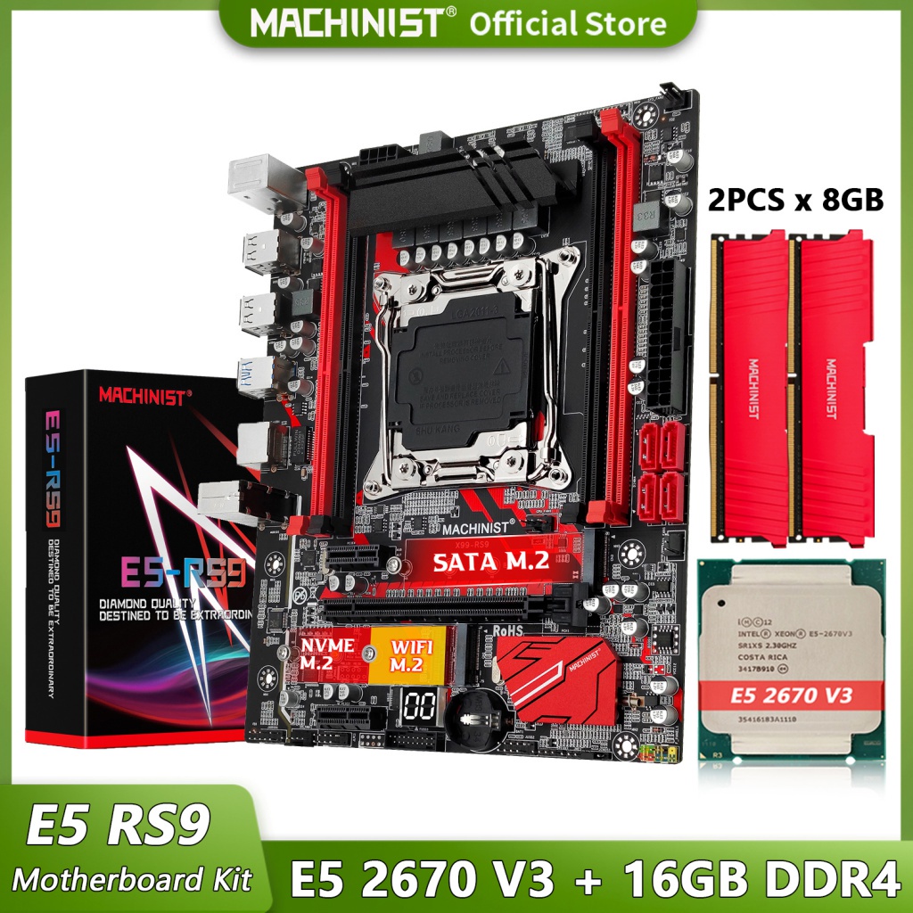 Original machinist e5 rs9 x99 placa m e combinada lga 2011 3 kit com