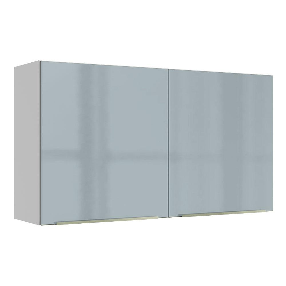 Armário Aéreo Madesa Lux 120 cm 2 Portas - Branco/Cinza - Home & Living