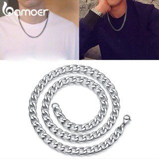 Bamoer Colar De Corrente Cubana De Aço Inoxidável Hip Hop Ornamentos Simples Para Mulheres Homens