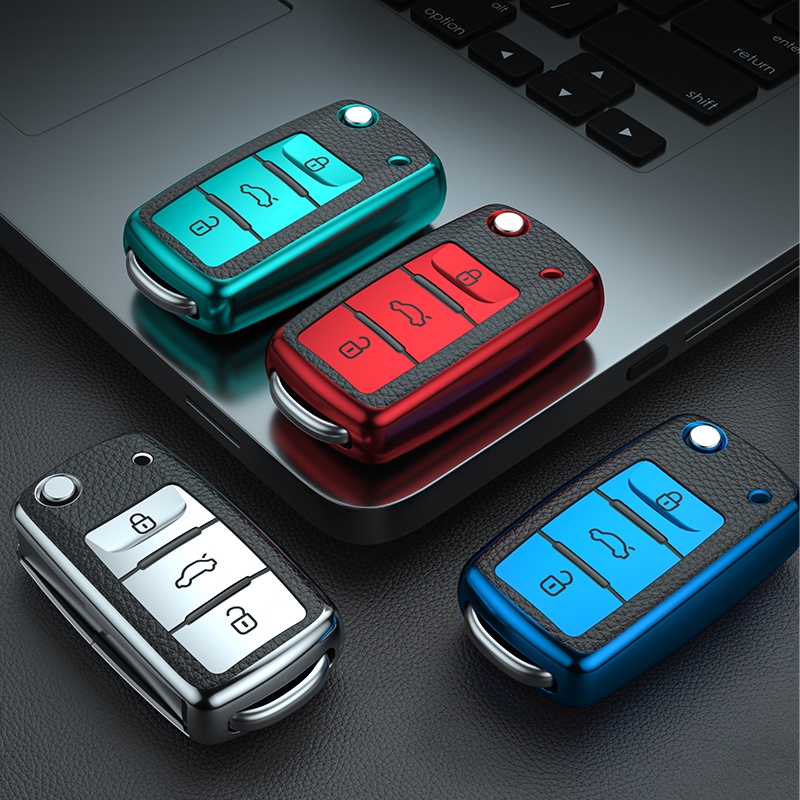 Capa Para Chave De Carro De Pele TPU Volkswagen VW Bora Polo Tiguan Jetta Passat B5 B6 B7 Carocha De Golfe Skoda Octavia
