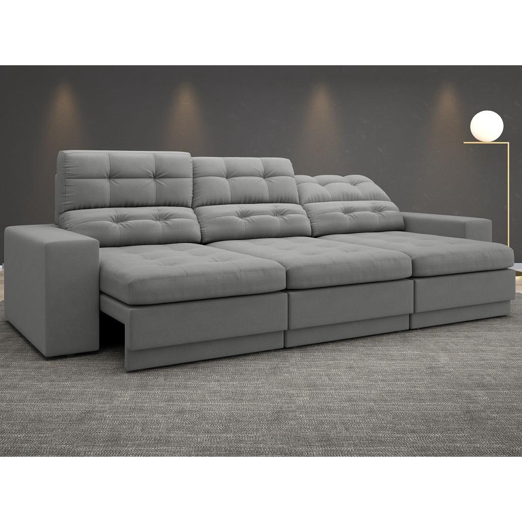 Sofá 4 Lugares Net Jobim Assento Retrátil e Reclinável Grafite 2,30m (L) em Oferta na Shopee