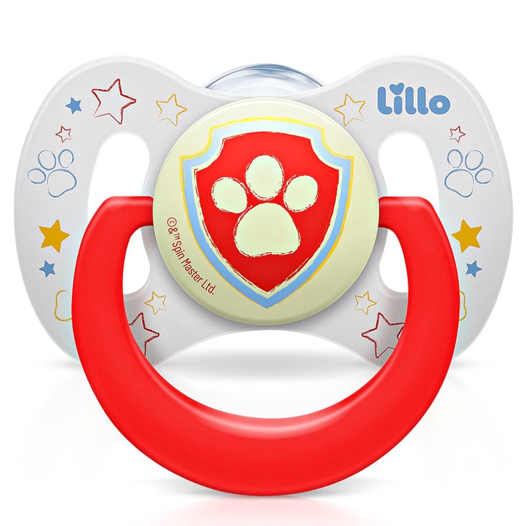 Detalhes do Kit 2 Chupetas Brilha no Escuro Patrulha Canina 6m+ Lillo