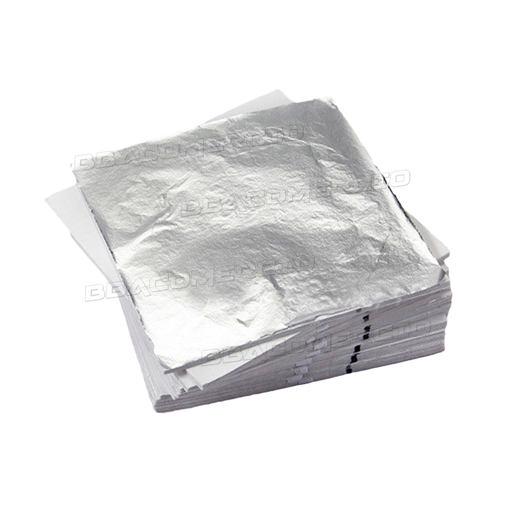 100 Folhas Prata Para Restauração Douramento Ou Artesanato em Oferta na Shopee