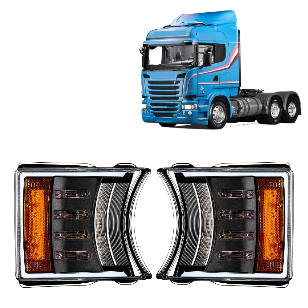 Par Lanterna Pisca Para Scania Serie 5 S4 S5 Full Led Gauer
