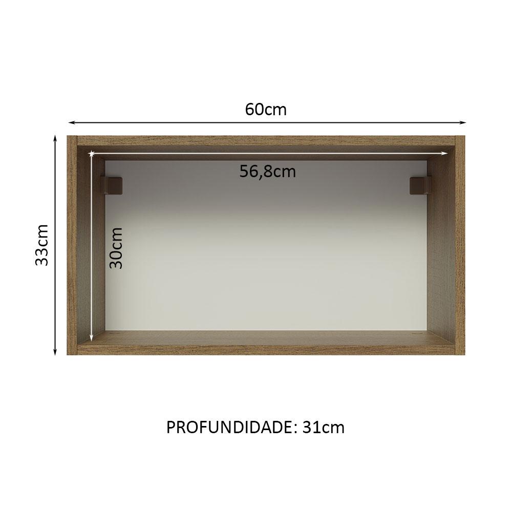 Detalhes do Armário Aéreo Madesa Lux 60 cm 1 Porta Basculante - Rustic/Cinza