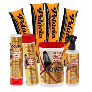 KIT DE TRATAMENTO HENÊ PELÚCIA FORTE NOVEX BRILHO MÁGICO ÁGUA DE ARROZ