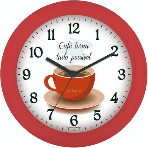 Relógio De Parede Decoração Cozinha Casa Café Tudo Possível Vermelho em Oferta na Shopee