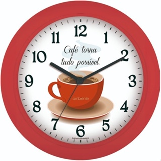 Relógio De Parede Decoração Cozinha Casa Café Tudo Possível Vermelho em Oferta na Shopee