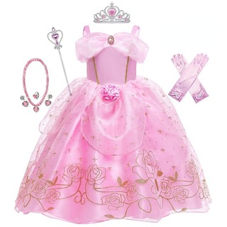 Girls Princess  Strap Gown Set Halloween Birthday Carnival Kids Cosplay Party Outfit