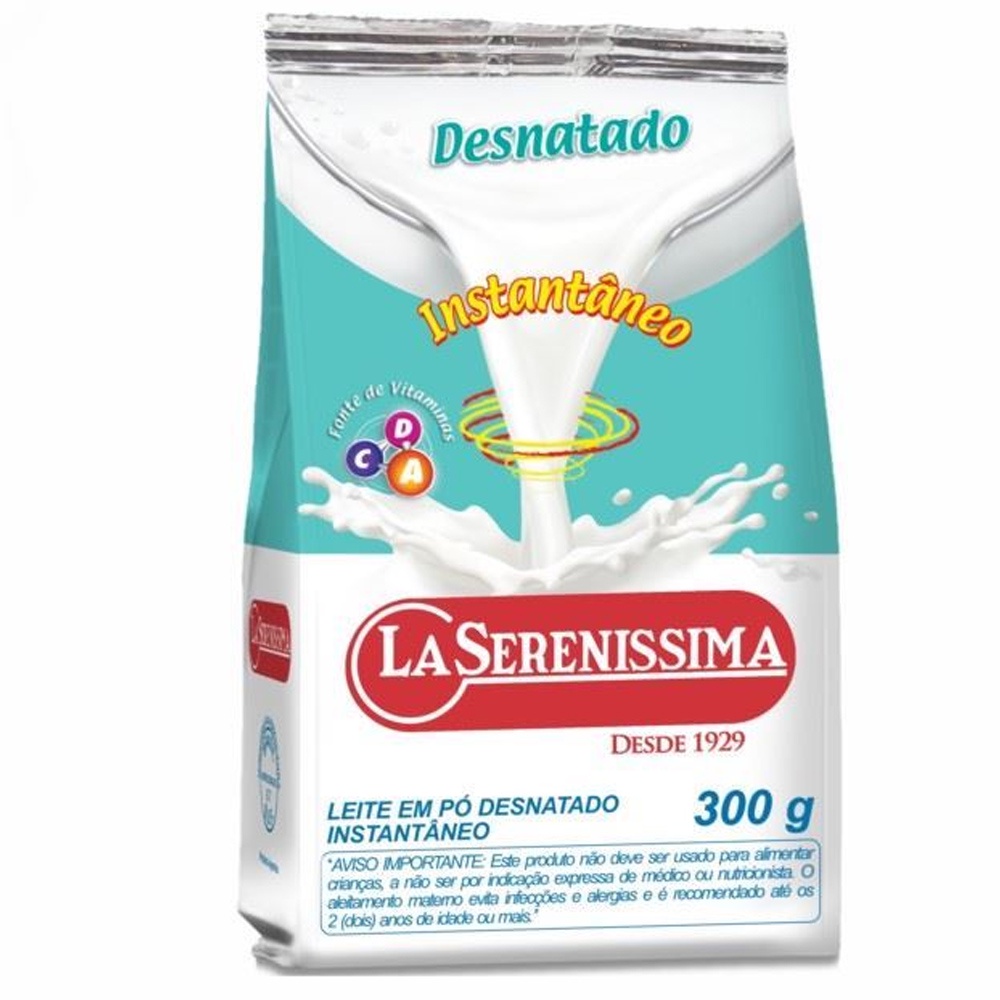 Leite em Pó Desnatado LA SERENÍSSIMA Sachê 300g