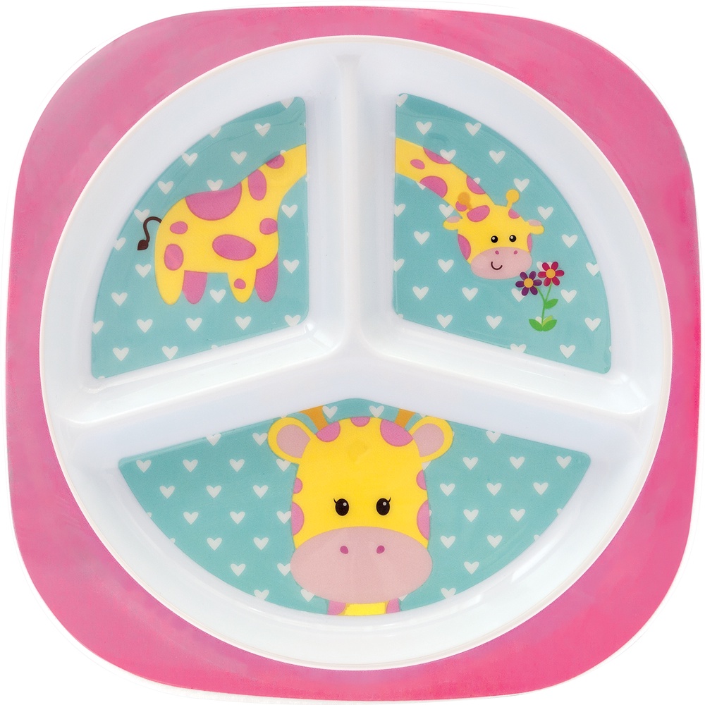 Prato com Divisórias Animal Fun Girafa 10704 - Buba em Oferta na Shopee