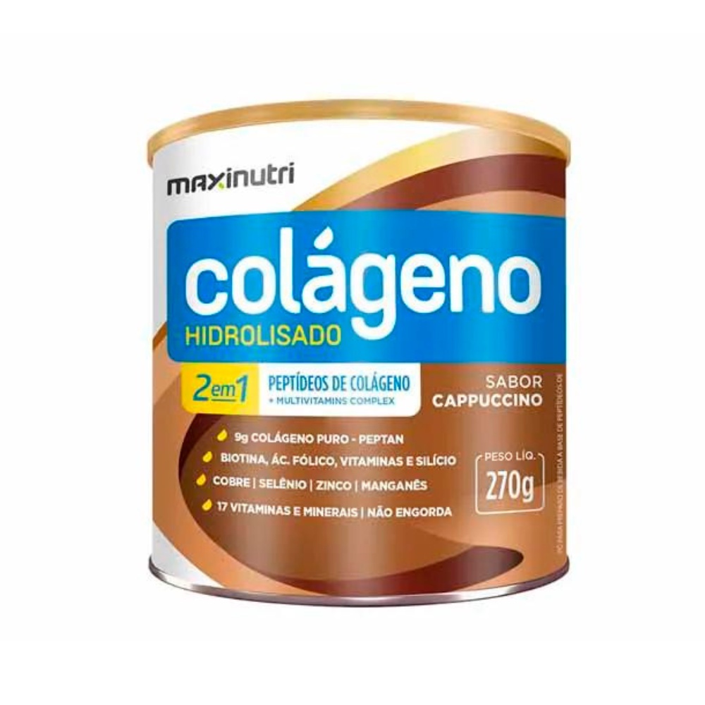 Colágeno Hidrolisado em Pó 2 em 1 + 270g Sabor Cappuccino Maxinutri 7898593050662