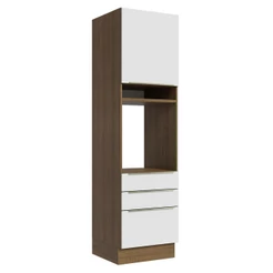 Torre Quente Madesa Lux 60 cm 1 Porta 3 Gavetas - Rustic/Branco Veludo