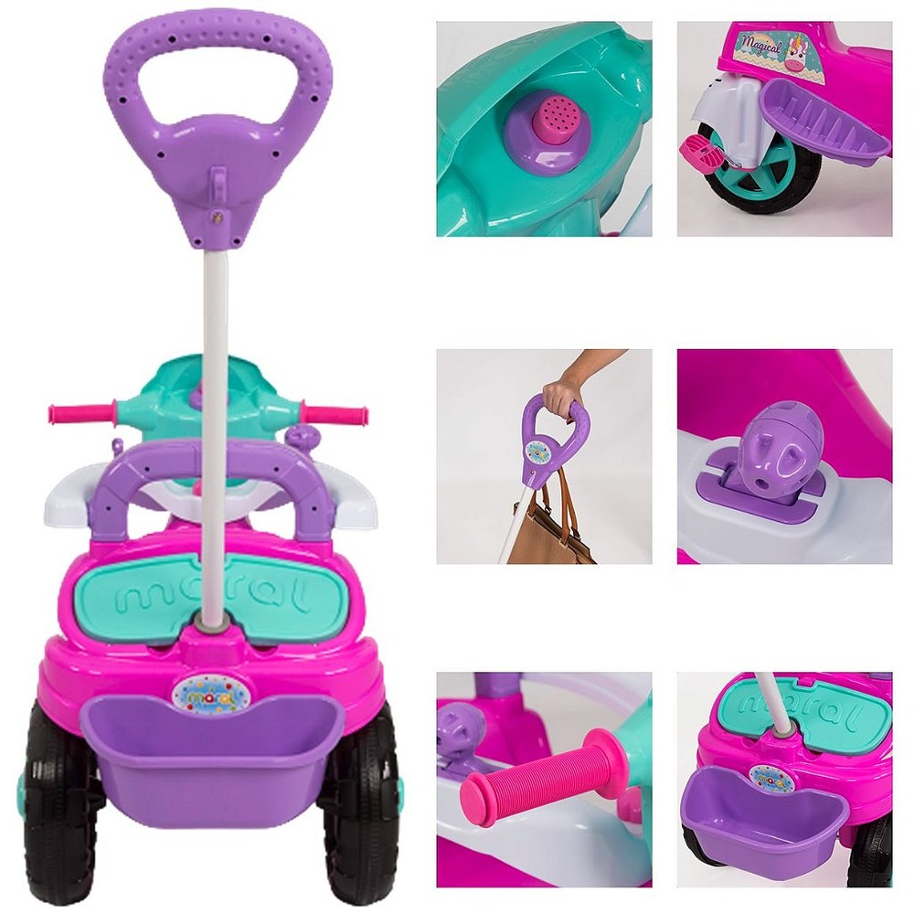 Carrinho de Passeio e Pedal Maral Triciclo Baby City Menina