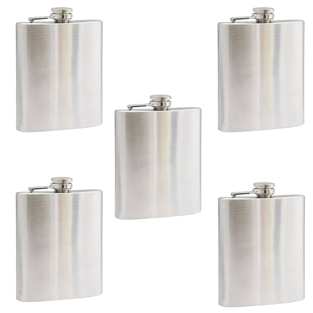 5 Cantil Aço Inox 200 Ml Porta Bebidas lembrança  padrinho