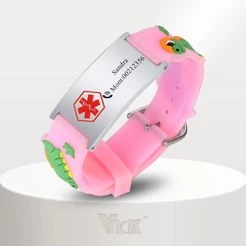 Vnox Nome Personalizado Pulseira De Bebê Infantil , Alerta Médica ID Aniversário Menino