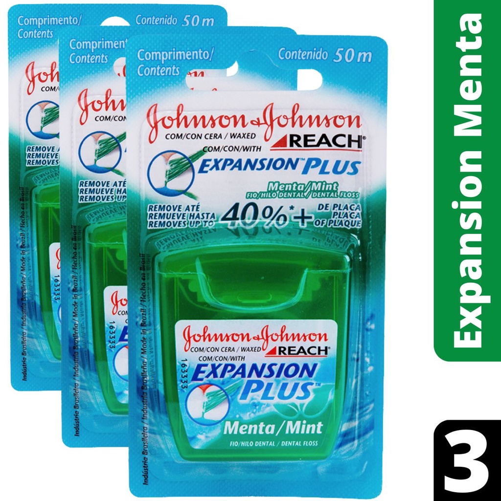 Fio Dental Expansion Plus Menta Johnson's Reach 50m C/ 3