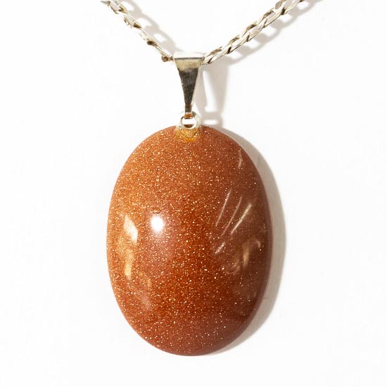 Colar Cabochão Oval Pedra do Sol Pino Prateado