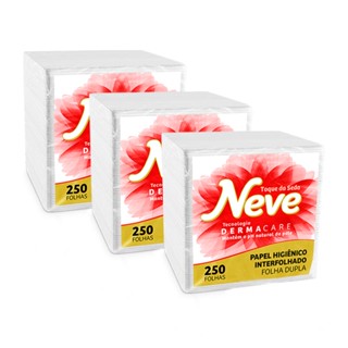 Papel Higiênico Interfolhado F/Dupla Neve 250 Folhas 3 Pcts