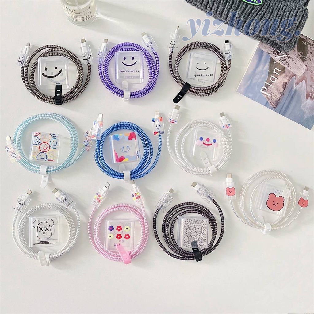 Caixa Para Carregador IPhone 20w/18w Tampa Do Plugue Cabo USB Linha Da Mola Protetor De Dados Cordão De Hello Kitty Gloomy Urso Cinnamoroll Melodia Snoopy Sailor Moon Capa Macia De TPU