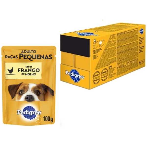 Caixa 18un Ração Úmida Pedigree Sachê Cães Adultos Raças Pequenas Frango ao Molho 100g em Oferta na Shopee