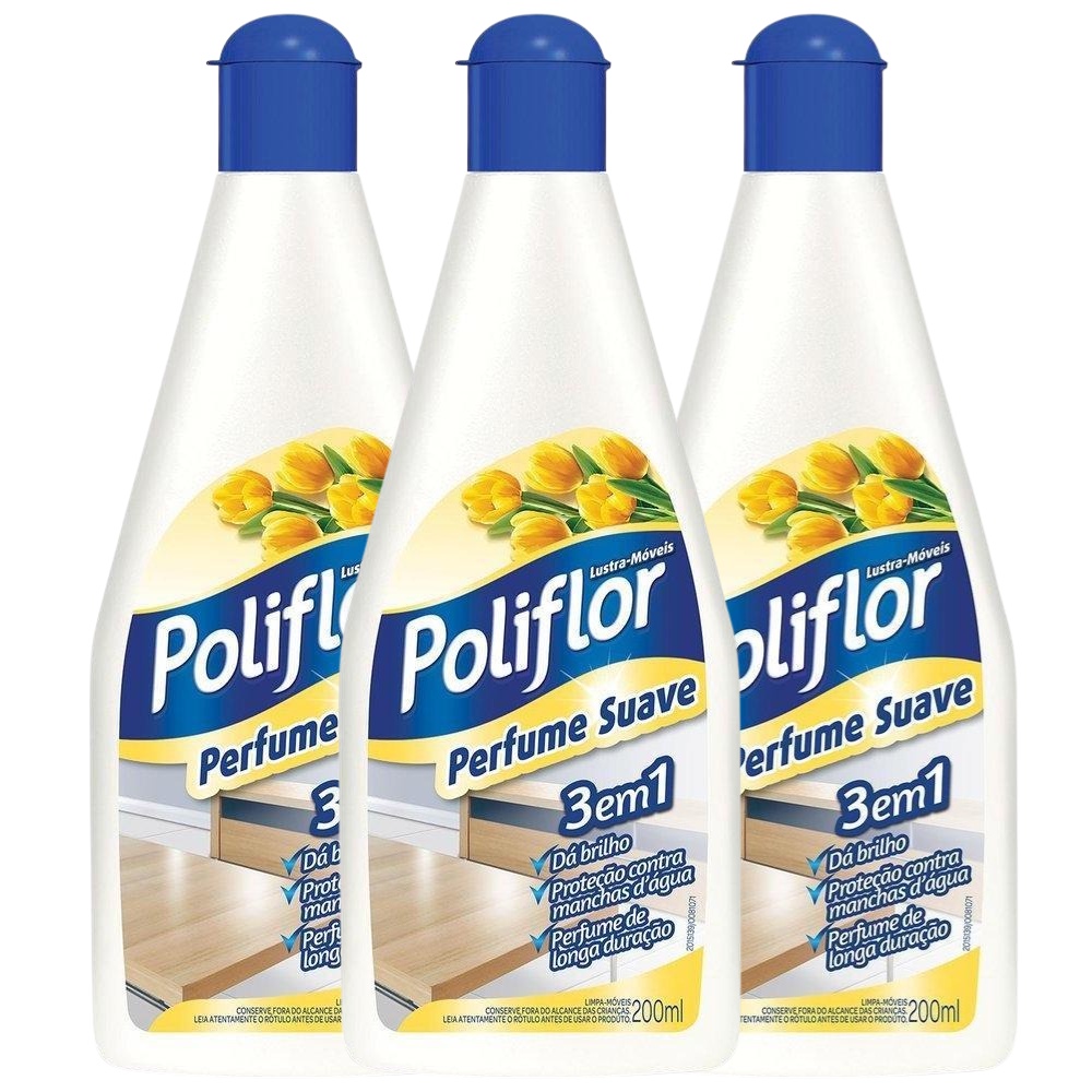 Kit com 3 Lustras Móveis Poliflor Perfume Suave 200ml - Home & Living
