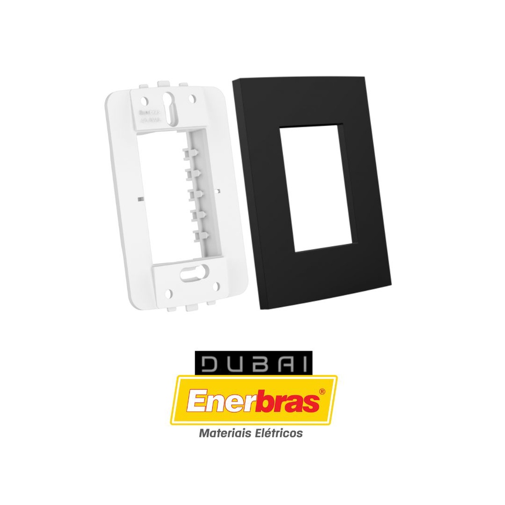 PLACA 3 POSTOS + SUPORTE 4X2 DUBAI BLACK PLACA PRETA ENERBRAS