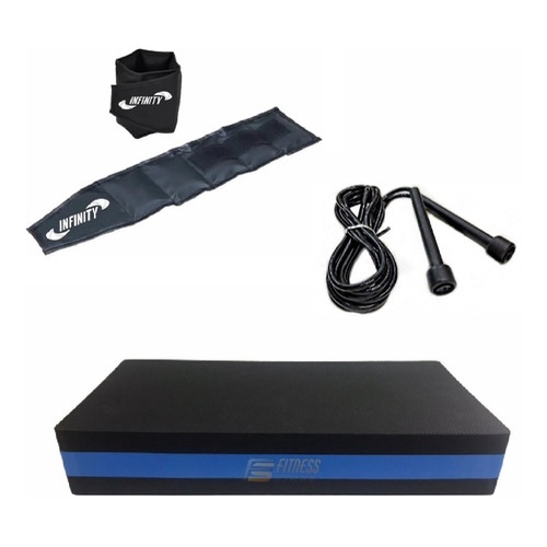 Kit Aeróbico Em Casa Caneleira 2 Kg + Step + Corda