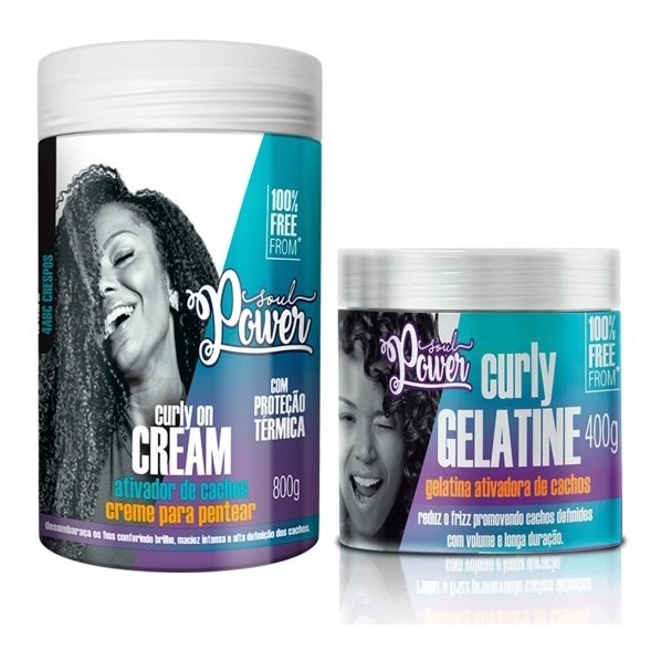 Kit Soul Power Gelatina Ativadora Cachos Curly Gelatine + Creme Pentear Curly On Cream 800g