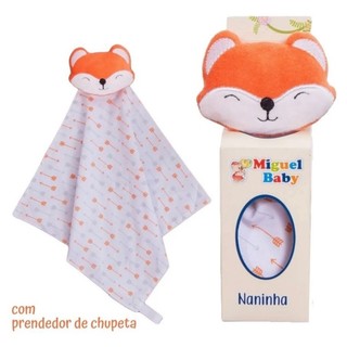 Naninha Porta Chupeta para bebê/ Com carinha de bichinho/ Paninho Soft macio