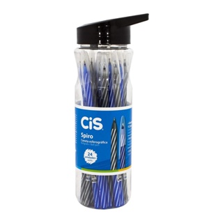 Caneta Esferográfica CIS Spiro , caixa com 24 unidades (Azul e Preto), ponta 0.7 em Oferta na Shopee