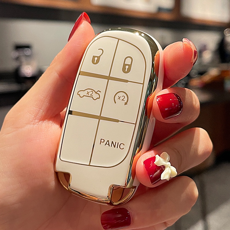 KUNIO Keyless - Custodia per chiave adatta per Jeep Renegade Compass Grand Cherokee Chrysler Dodge, adatta per Fiat 500X Ducato Tipo Cross, in TPU, protezione chiave auto, 3 tasti, colore: Blu