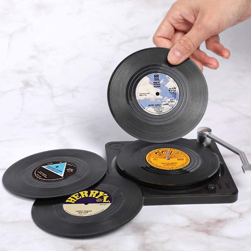 Vinyl Record Table Mats Drink Coaster Table Placemats Heat-resistant Nonslip Pads Home Decor Creative Cup Coaster