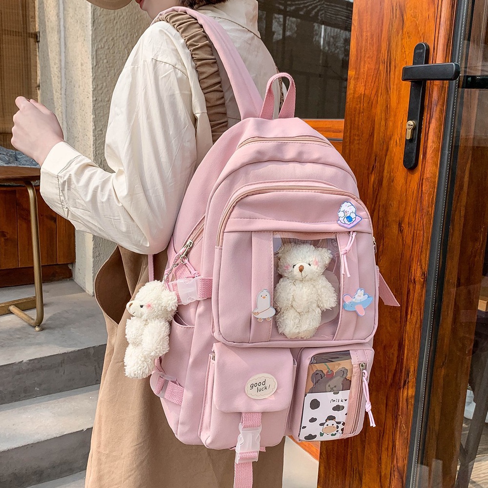 Mochila Escolar Feminina Adolescente Multi-Pocket Novo Estilo Kawaii Fofo Haraj