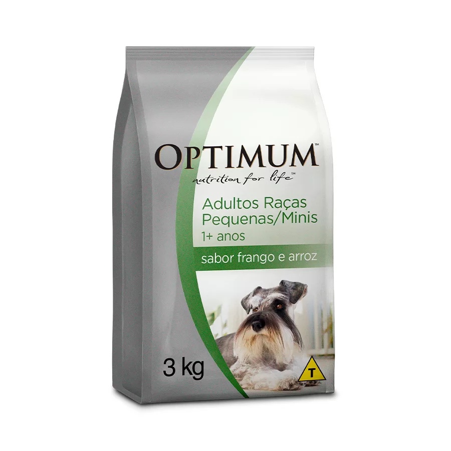 Ração Optimum Para Cães Adultos De Raças Pequenas E Minis 1+ Anos Sabor Frango E Arroz 3kg - Pets