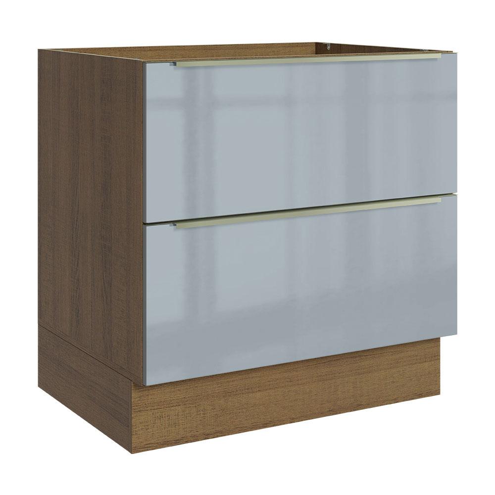 Balcão Madesa Lux 80 cm 2 Gavetas - Rustic/Cinza - Home & Living