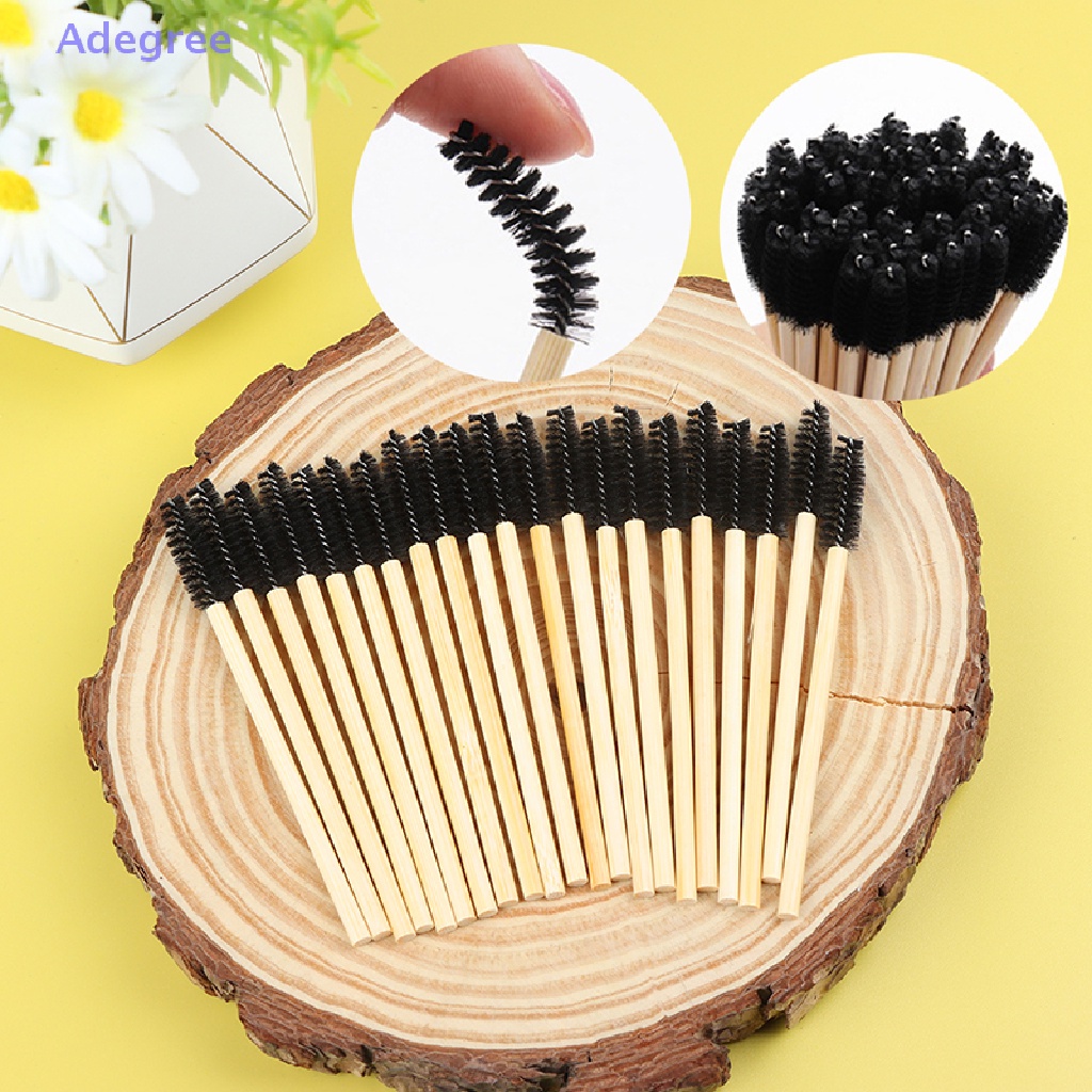 Adegree 50Pcs Bamboo Handle eyelash Brush Maquiagem Pincéis Extensão De Cílios Escova De Sobrancelhas Novo