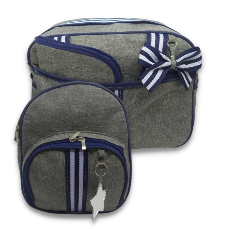 Kit Bolsa Maternidade 3 Peças Charme Laloi Azul Marinho