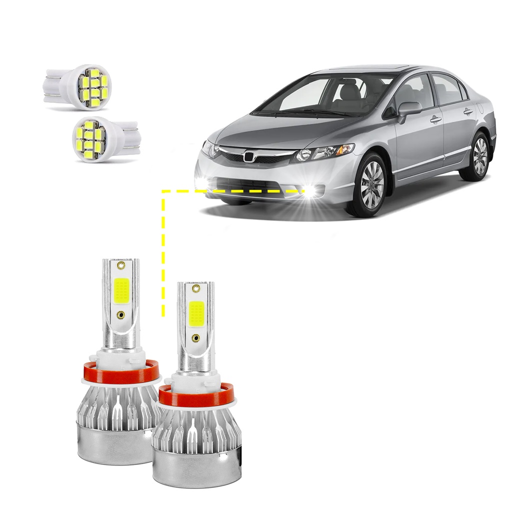 Kit Ultra Led New Civic 2007/2011 Farol Baixo 20000 lúmens